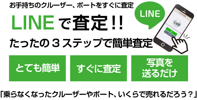 お手持ちのクルーザー、ボートをすぐにLINE査定,とても簡単、写真を送るだけ「乗らなくなったクルーザーやボート、いくらで売れるだろう？」